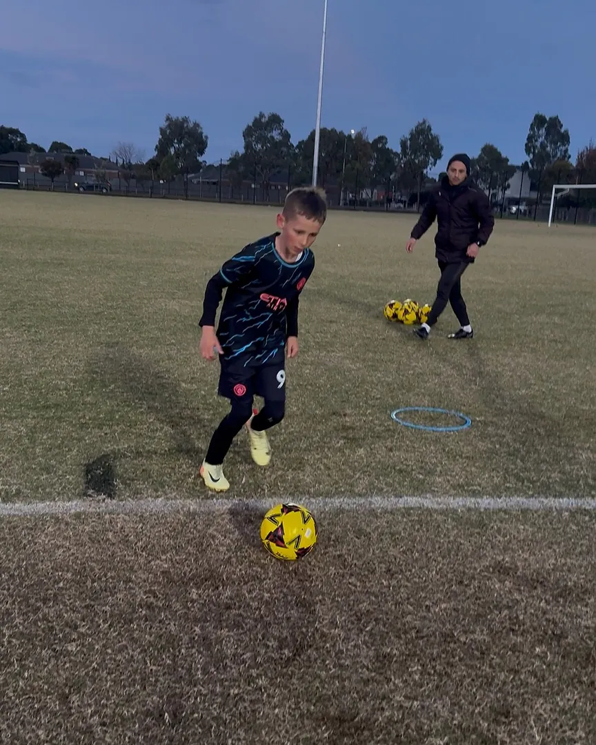 Coach Chris Sutera running a private one-on-one junior football training session